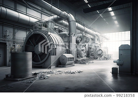 large industrial workshop of aluminum industry with metal equipment, generative ai large industrial workshop of aluminum industry with metal equipment, generative ai 99218358
