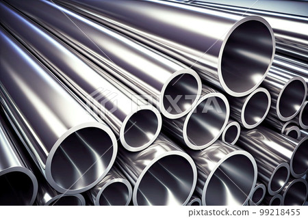 long metal pipes and tubes for construction and industry produced in aluminum plant, generative ai long metal pipes and tubes for construction and industry produced in aluminum plant, generative ai 99218455