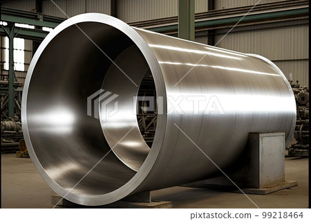 large metal pipe section produced by aluminum industry, generative ai large metal pipe section produced by aluminum industry, generative ai 99218464
