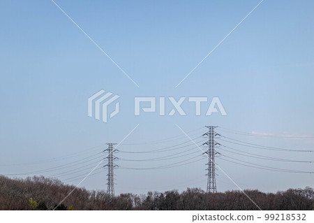 Blue sky and transmission line tower Blue sky and transmission line tower 99218532