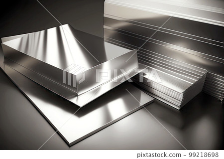 shiny metal sheets and bars produced in aluminum industry factory, generative ai shiny metal sheets and bars produced in aluminum industry factory, generative ai 99218698