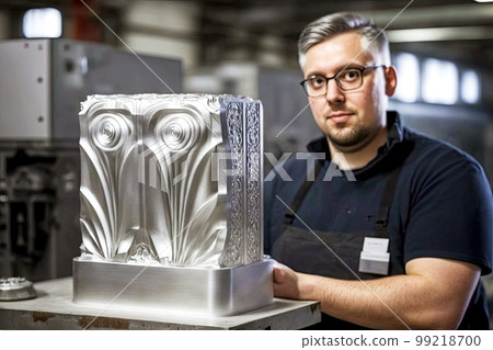 experienced master in aluminum industry works with billet of aluminum, generative ai experienced master in aluminum industry works with billet of aluminum, generative ai 99218700
