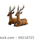 Deer carved wood isolated on white background. 99218725
