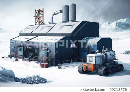 equipment and workshop of aluminum industry on snow-covered field, generative ai equipment and workshop of aluminum industry on snow-covered field, generative ai 99218776