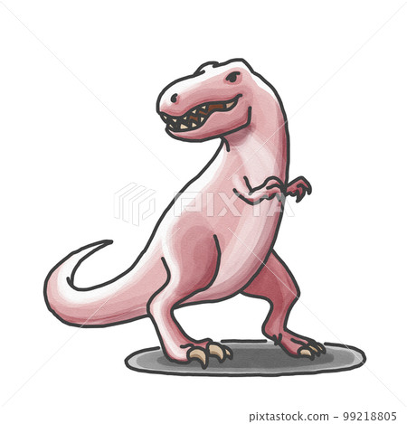Hand-drawn illustration of Tyrannosaurus without feathers (red) 99218805