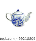 Porcelain teapot with lid on white background. 99218809