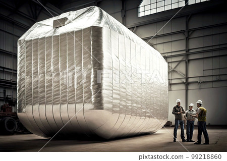 large tank from aluminum foil in factory of aluminum industry, generative ai large tank from aluminum foil in factory of aluminum industry, generative ai 99218860