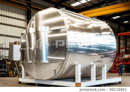 large tank from aluminum foil in factory of aluminum industry, generative ai large tank from aluminum foil in factory of aluminum industry, generative ai 99218861