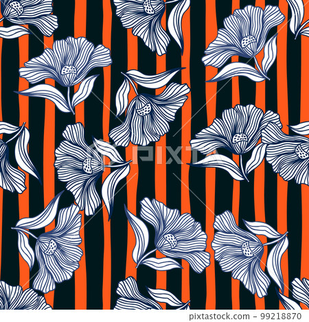 Beautiful flower line seamless pattern ornament. Floral vintage outline endless background. Retro style. Beautiful flower line seamless pattern ornament. Floral vintage outline endless background. Retro style. 99218870