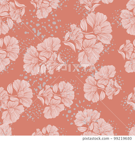 Seamless pattern with retro flowers. Vintage floral background. 99219680