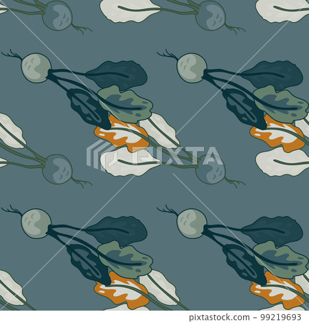 Vintage radish seamless pattern. Radish with leaves endless wallpaper. Vegetarian food backdrop. 99219693
