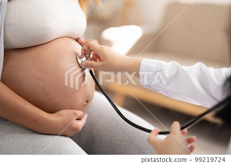 Happy Asian pregnant woman with her doctor in the examination room Happy Asian pregnant woman with her doctor in the examination room 99219724