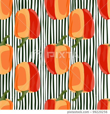 Simple bell pepper seamless pattern. Bulgarian pepper wallpaper. 99220256