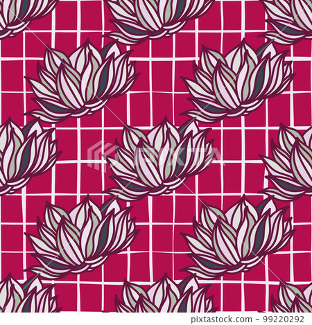 Stylish lotus flowers seamless pattern. Seamless decorative floral ornament. 99220292