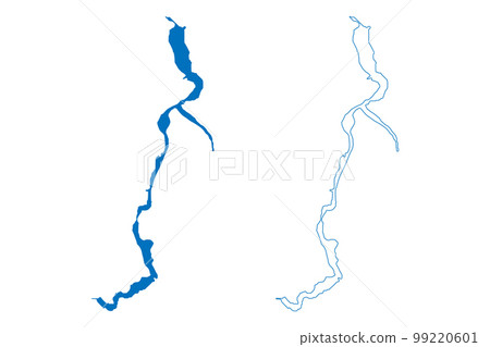 Lake Attabad (Islamic Republic of Pakistan) map vector illustration, scribble sketch Gojal Lake map 99220601