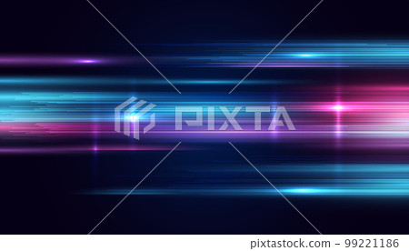 Modern abstract light trails at high speed movement. Colorful dynamic motion background. Movement futuristic technology pattern. Vector EPS10. 99221186
