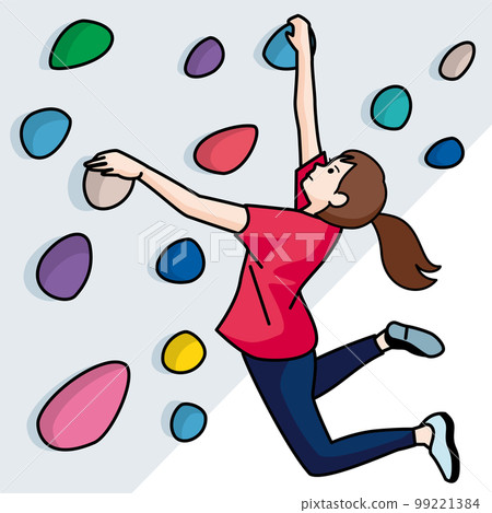 A woman with bouldering 99221384