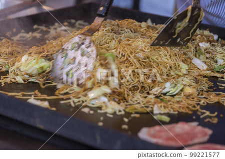 Festival opening, okonomiyaki, yakisoba, omelet, stalls, fair Festival opening, okonomiyaki, yakisoba, omelet, stalls, fair 99221577