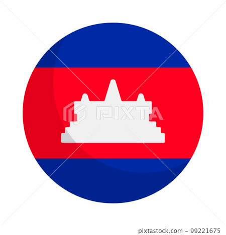 現代圓形柬埔寨國旗圖標。柬埔寨王國。向量。 99221675