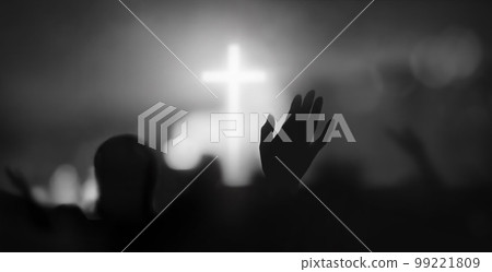 Passionate Christians raising their hands in praise, prayer and worship 99221809