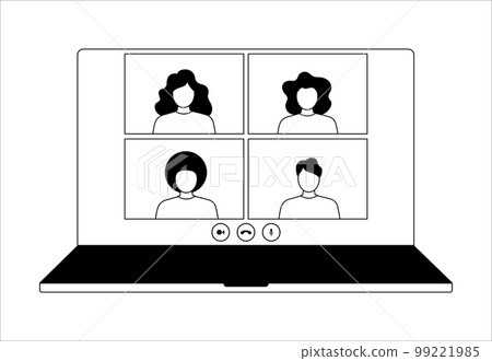Video conference symbol with four users. Meeting icon with people Video conference symbol with four users. Meeting icon with people 99221985