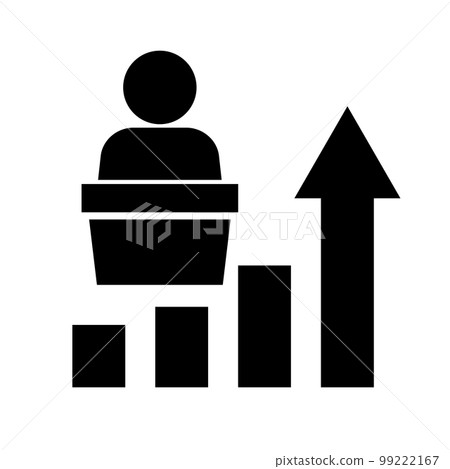 一位政客的剪影圖標，其評級正在上升。向量。 99222167