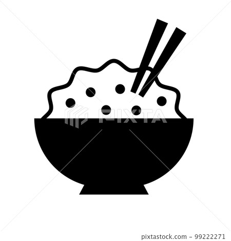 米飯和筷子圖標。碳水化合物。向量。 99222271