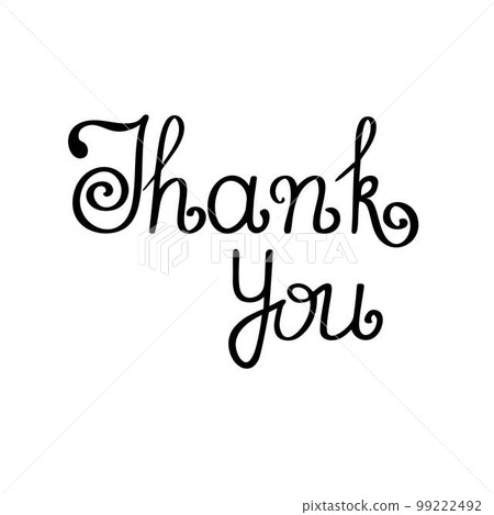 Thank you word hand written lettering vector illustration for greeting cards, tags, poster, wall art, any design purposes  99222492
