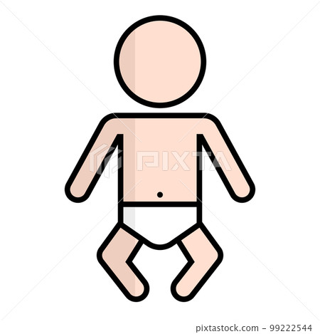 Icon of baby wearing diaper in flat design. vector. Icon of baby wearing diaper in flat design. vector. 99222544