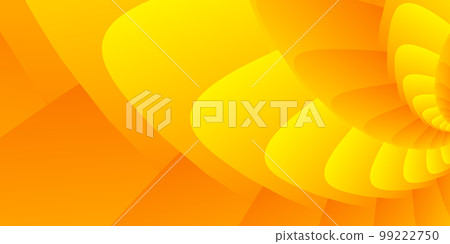 Beautiful extraordinary abstract wide horizontal spiral illustration of rounded rectangles in gradient orange and yellow color. Rounded shaped spiral pattern. Geometric Rounded Rectangle abstract 99222750