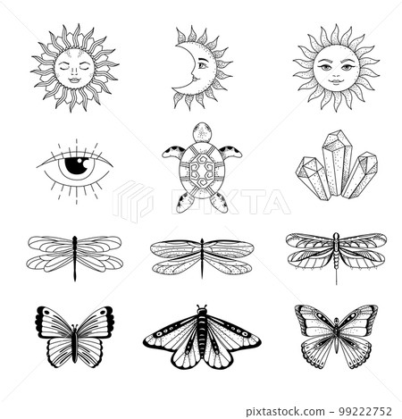Boho vector collection of magic line art. Boho vector collection of magic line art. 99222752