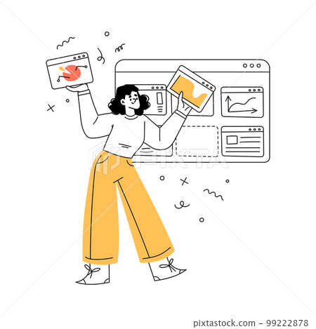 Productivity with Woman Character at Web Interface Managing Task Vector Illustration 99222878