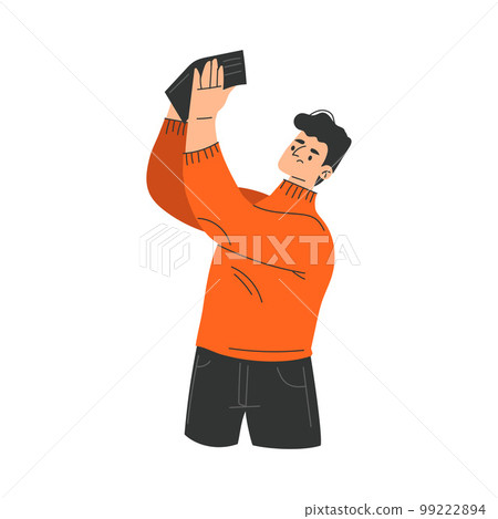 Poor Man Character with Empty Wallet Having No Money Vector Illustration 99222894