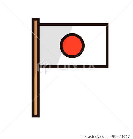 日本國旗和桿圖標在平面設計中。向量。 99223047