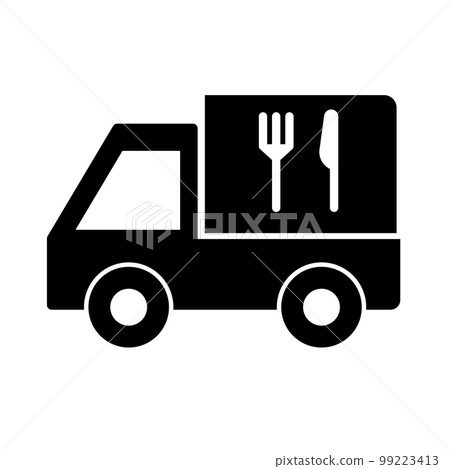 Food delivery truck silhouette icon. vector. 99223413