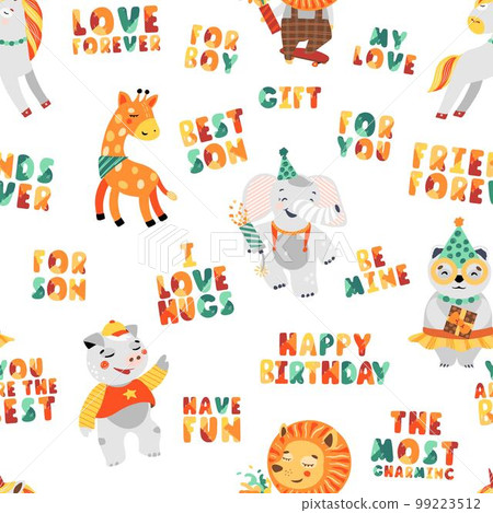 Seamless pattern happy birthday . Seamless pattern happy birthday . 99223512