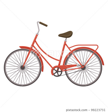 Ladys sports red bike isolated on white background. Bicycle side view vector two-wheeled transport 99223731