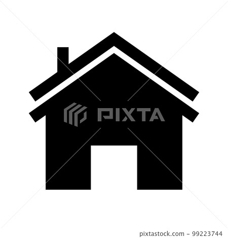 帶煙囪的房子的剪影圖標。一個人的家。向量。 99223744