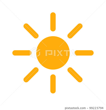 Orange sun icon. sunny. brightness adjustment. vector. Orange sun icon. sunny. brightness adjustment. vector. 99223794