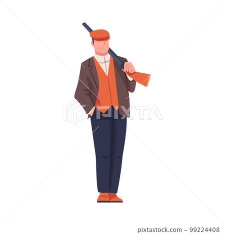 Man Bandit or Gangster of Old London Wearing Jacket and Peaked Flat Cap Vector Illustration 99224408