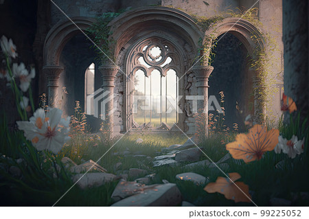 開滿野花的廢棄城堡 99225052