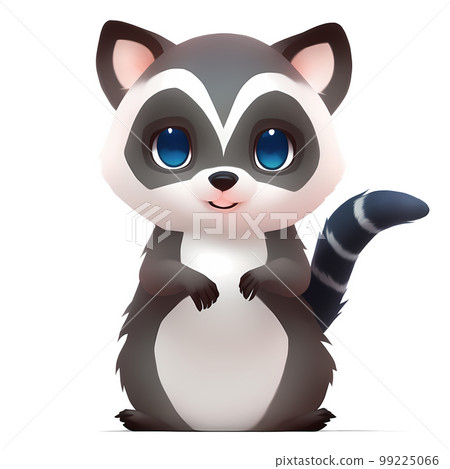 raccoon Cartoon character. Funny Cute little animal illustration on white background. raccoon Cartoon character. Funny Cute little animal illustration on white background. 99225066
