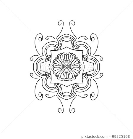 Abstract doodle flower in black and white colors 99225168