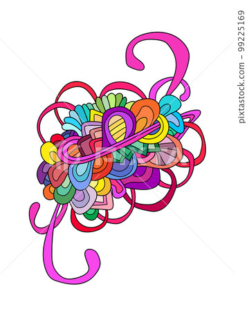 Abstract hand drawn colorful doodle pattern 99225169