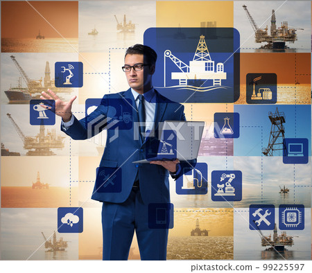 Oil worker in remote operations concept in oil industry Oil worker in remote operations concept in oil industry 99225597