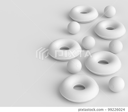 Colorful inflatable rings and balls on monochrome background, summer vacation Colorful inflatable rings and balls on monochrome background, summer vacation 99226024
