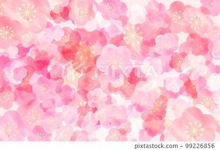 背景素材水彩梅花手繪粉色 99226856