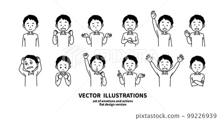 插圖集的面部表情和手勢 Y 卹男士單色 插圖集的面部表情和手勢 Y 卹男士單色 99226939