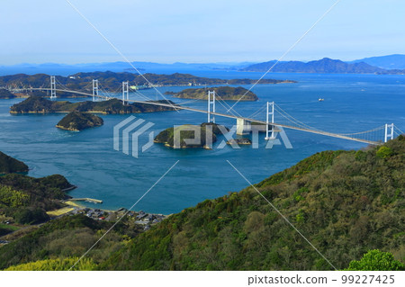 [Ehime Prefecture] View of the Kurushima Kaikyo Bridge in fine weather (Shimanami Kaido) 99227425