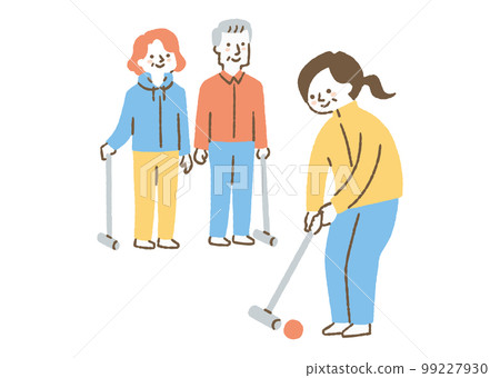 打門球的老人_顏色 打門球的老人_顏色 99227930